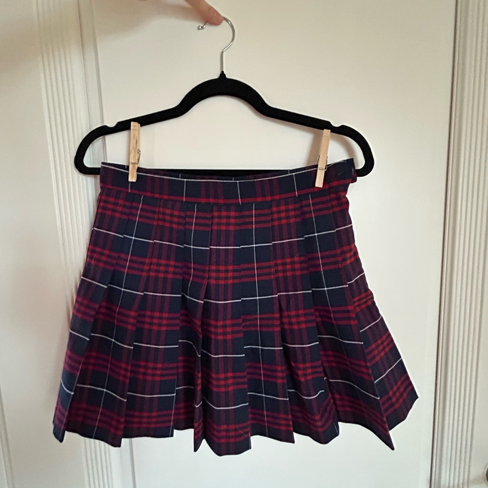 American Apparel Red and Black Plaid Mini Skirt